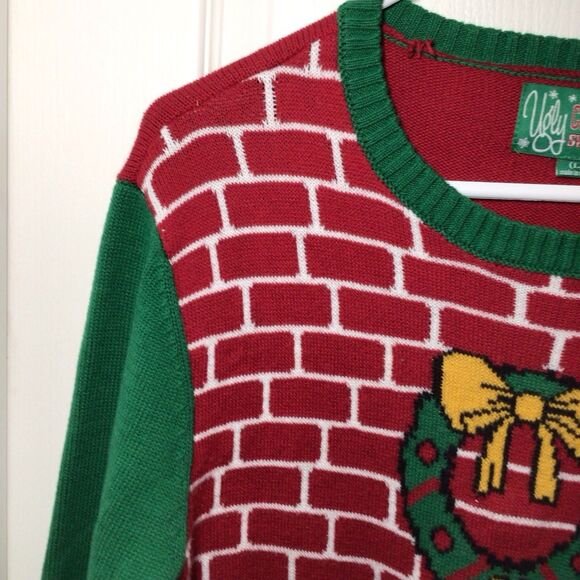 Ugly Christmas Sweater Brand Christmas Fireplace Large Ugly Sweater - Picture 2 of 16